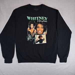 Whitney Houston Graphic Sweatshirt Black Crewneck Music Merch Small